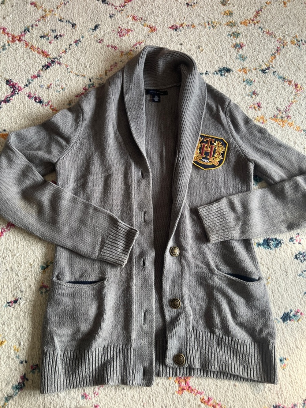 Tommy Hilfiger Gray Shawl Collar Cardigan Sweater
